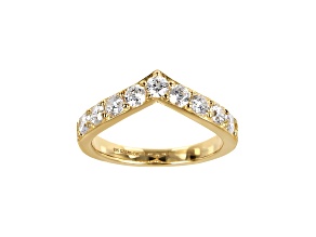 White Cubic Zirconia, 14K Yellow Gold Over Silver, Chevron Design Band Ring,  0.85 cttw