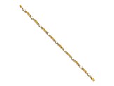 14k Yellow Gold and Rhodium Over 14k Yellow Gold Diamond and Oval Opal Bracelet