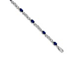 Rhodium Over 14k White Gold Diamond and Sapphire Bracelet