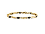 14k Yellow Gold and Rhodium Over 14k Yellow Gold Diamond and Oval Sapphire Bracelet
