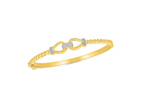 White Diamond 14K Yellow Gold Over Sterling Silver Bangle Bracelet 0.16ctw