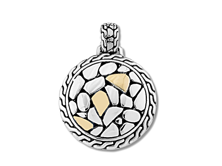Silver Treasures by Samuel B. Sterling Silver & 18k Yellow Gold Accent Pebble Design Pendant