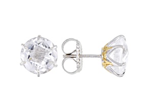 White Quartz Rhodium & 24K Yellow Gold Over Palladium Sterling Silver Jubilee Earrings 7.28ctw