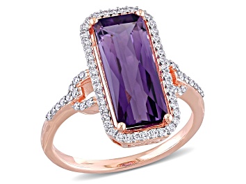 Picture of Amethyst and Diamond 14K Rose Gold Engagement Ring 5.27ctw