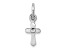 Rhodium Over Sterling Silver Child's April Preciosca Crystal Cross Pendant
