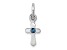 Rhodium Over Sterling Silver Child's December Blue Preciosca Crystal Cross Pendant
