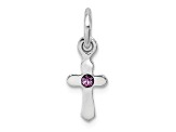 Rhodium Over Sterling Silver Child's June Preciosca Crystal Cross Pendant