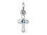 Rhodium Over Sterling Silver Child's March Light Blue Preciosca Crystal Cross Pendant