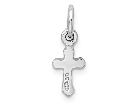 Rhodium Over Sterling Silver Child's November Yellow Preciosca Crystal Cross Pendant