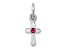 Rhodium Over Sterling Silver Child's October Pink Preciosca Crystal Cross Pendant