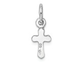 Rhodium Over Sterling Silver Child's September Blue Preciosca Crystal Cross Pendant