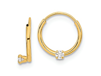Picture of 14K Yellow Gold Polished 2mm Cubic Zirconia on Small Endless Hoops Earrings