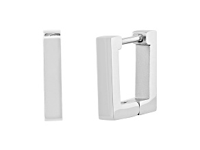 Stainless Steel Polished Square Huggie Hoop Earrings