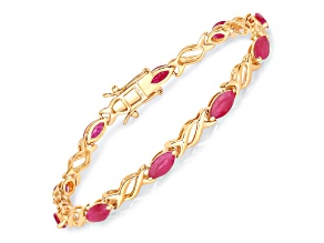 Ruby 10K Yellow Gold Marquise Crossover Bracelet 5.00ctw