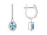 7x5mm Oval Aquamarine 1/3 ctw Diamond Rhodium Over Sterling Silver Halo Dangle Earrings