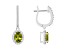 7x5mm Oval Peridot 1/3 ctw Diamond Rhodium Over Sterling Silver Halo Dangle Earrings