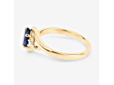 Blue Sapphire and White Diamond 10K Yellow Gold Bypass Ring 0.98ctw