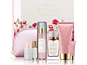 Wild Rose Bath and Body Care Set, 7pc. including Travel Cosmetic Bag