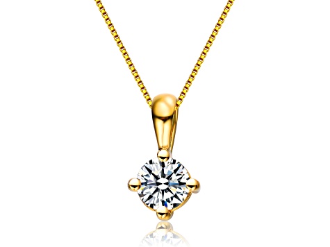 White Cubic Zirconia Rhodium And 14k Yellow Gold Over