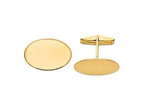14K Yellow Gold Men's Oval Cuff Links