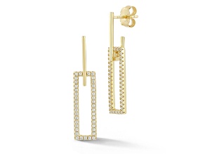 Rachel Zoe 14K Yellow Gold Over Sterling Silver Pave Rectangular Link Dangle Earrings