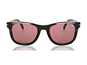 David Beckham Men's Gray Horn Square Frame / Brown Red Lenses Sunglasses