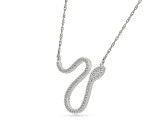 White Diamond Rhodium Over Sterling Silver Snake Station Necklace 0.15ctw