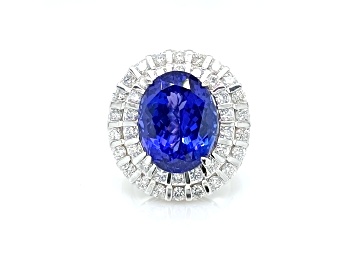 Picture of 17.89 Ctw Tanzanite and 3.21 Ctw White Diamond Ring in 18K WG
