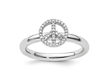 Picture of Sterling Silver Stackable Expressions Peace Symbol Diamond Ring 0.117ctw