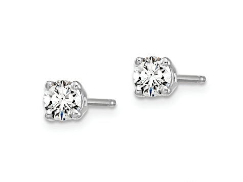 Rhodium Over 14K Gold Certified Lab Grown Diamond 1/2ct. VS/SI GH+, 4-Prong Earrings
