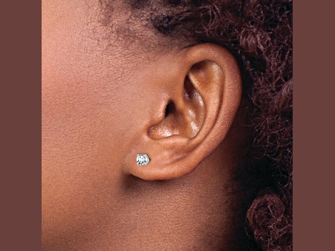 Rhodium Over 14K Gold Certified Lab Grown Diamond 1/2ct. VS/SI GH+, 4-Prong Earrings