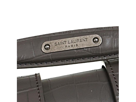 Saint Laurent Charlotte Crocodile Embossed Leather Grey