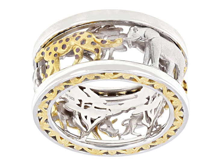 White Diamond Rhodium & 24K Yellow Gold Over Palladium Sterling