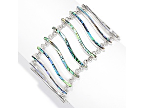 Silver Treasures by Samuel B. Abalone Shell Sterling Silver Accordion Bracelet