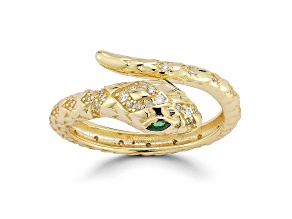 Rachel Zoe 14K Yellow Gold Over Sterling Silver Cubic Zirconia Bypass Snake Ring