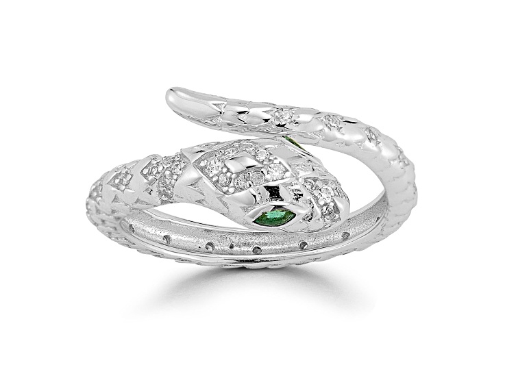 Rachel Zoe Rhodium Over Sterling Silver Cubic Zirconia Bypass