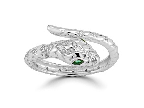 Rachel Zoe Rhodium Over Sterling Silver Cubic Zirconia Bypass Snake Ring