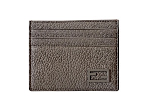 Fendi Baguette Grey and Yellow Grained Leather Card Case Wallet