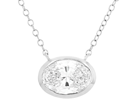 Certified Oval White Lab-Grown Diamond F VS1 14K White Gold Solitaire Necklace 2.00ct