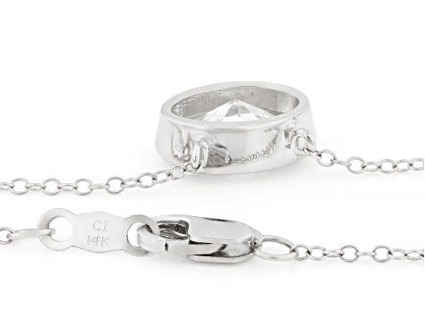 Certified Oval White Lab-Grown Diamond F VS1 14K White Gold Solitaire Necklace 2.00ct