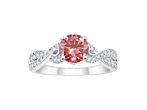 Pink and White Lab-Grown Diamond Certified G SI2 10K White Gold Ring 1.35ctw