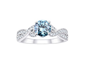 Blue and White Lab-Grown Diamond Certified G SI2 10K White Gold Ring 1.35ctw