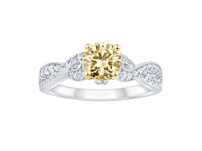 Yellow and White Lab-Grown Diamond Certified 10K White and Yellow Gold Ring 1.35ctw
