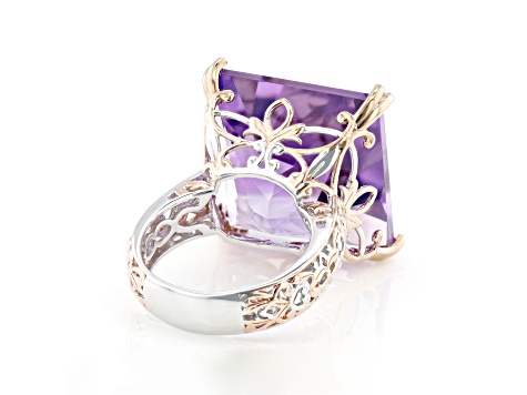 Purple Amethyst Rhodium & 18K Rose Gold Over Palladium