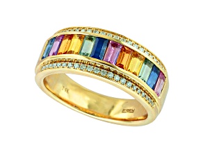 EFFY 14K Yellow Gold Multi-color Sapphire and Diamond Band Ring, 1.81ctw