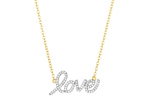 White Diamond 14K Yellow Gold Over Sterling Silver Love Is Love Pendant Necklace 0.10ctw