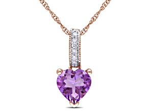 Amethyst & Diamond 10K Rose Gold Pendant With Chain 0.72ctw