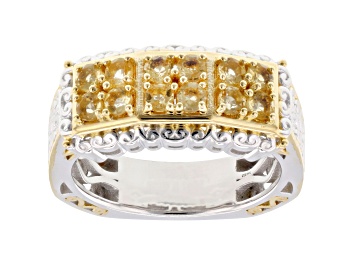 Picture of Golden Citrine Rhodium & 24K Gold Over Palladium Sterling Silver Ring 0.75ctw