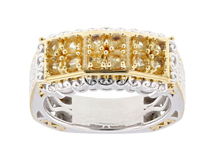 Golden Citrine Rhodium & 24K Gold Over Palladium Sterling Silver Ring 0.75ctw