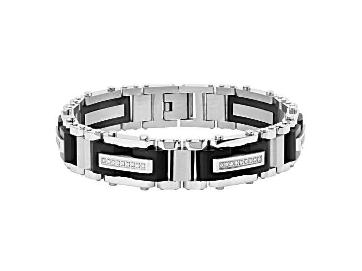 0.37ctw Diamond Two-Tone Stainless Steel Link Bracelet